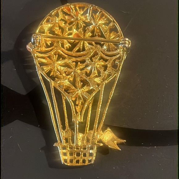 Vintage hot air balloon brooch pin aurora borealis crystals gold - Picture 8 of 10